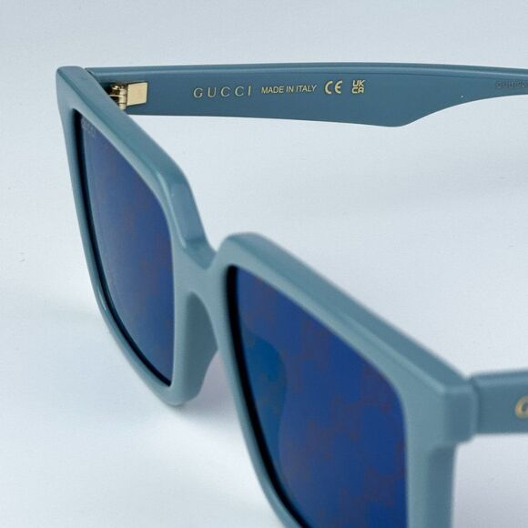 NEW Gucci GG1540S 003 Light Blue Violet Logo Mirrored Men Square 55mm Sunglasses - Picture 7 of 10